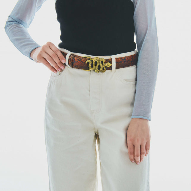 Ceinture Claris Virot Python Moka | Podiums Nancy 