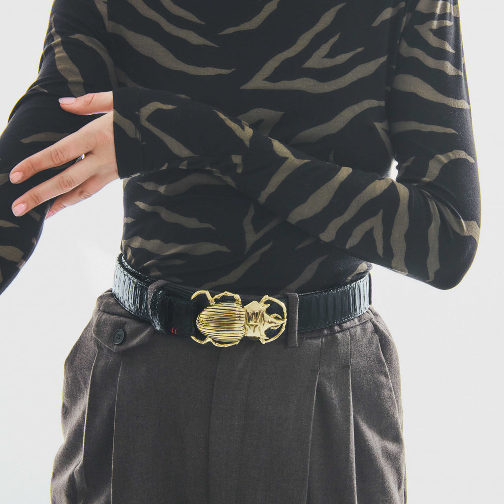 Ceinture Claris Virot Python Noir | Podiums Nancy 