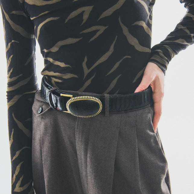 Ceinture Claris Virot Python Noir | Podiums Nancy 