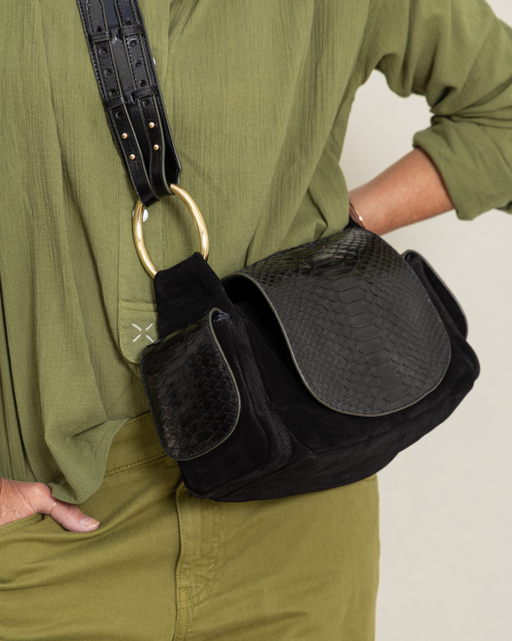 Sac Claris Virot x Marine Vignes Marine Python Noir