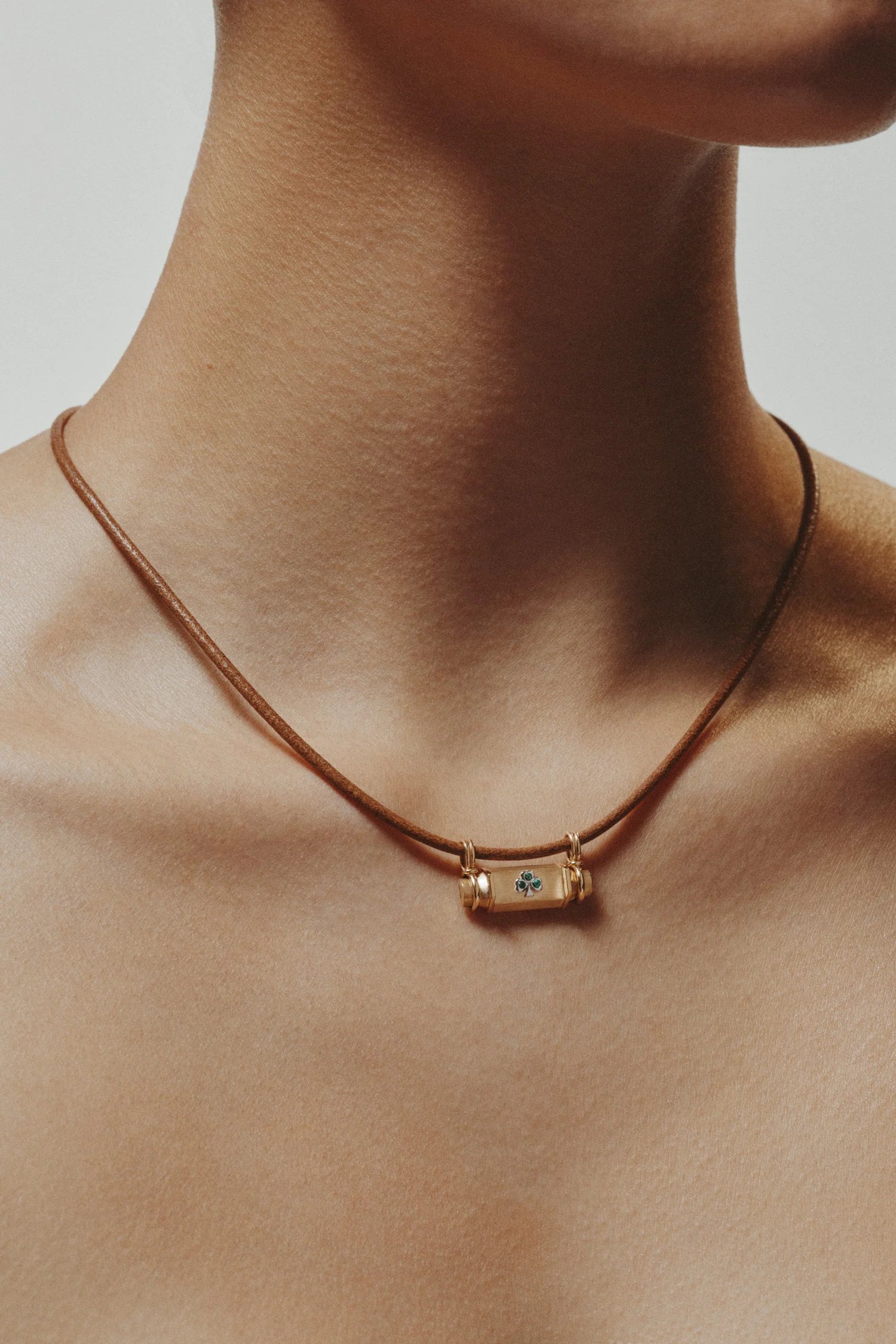 Collier Marie Lichtenberg Smash Locket Clover Cuir | Podiums Nancy