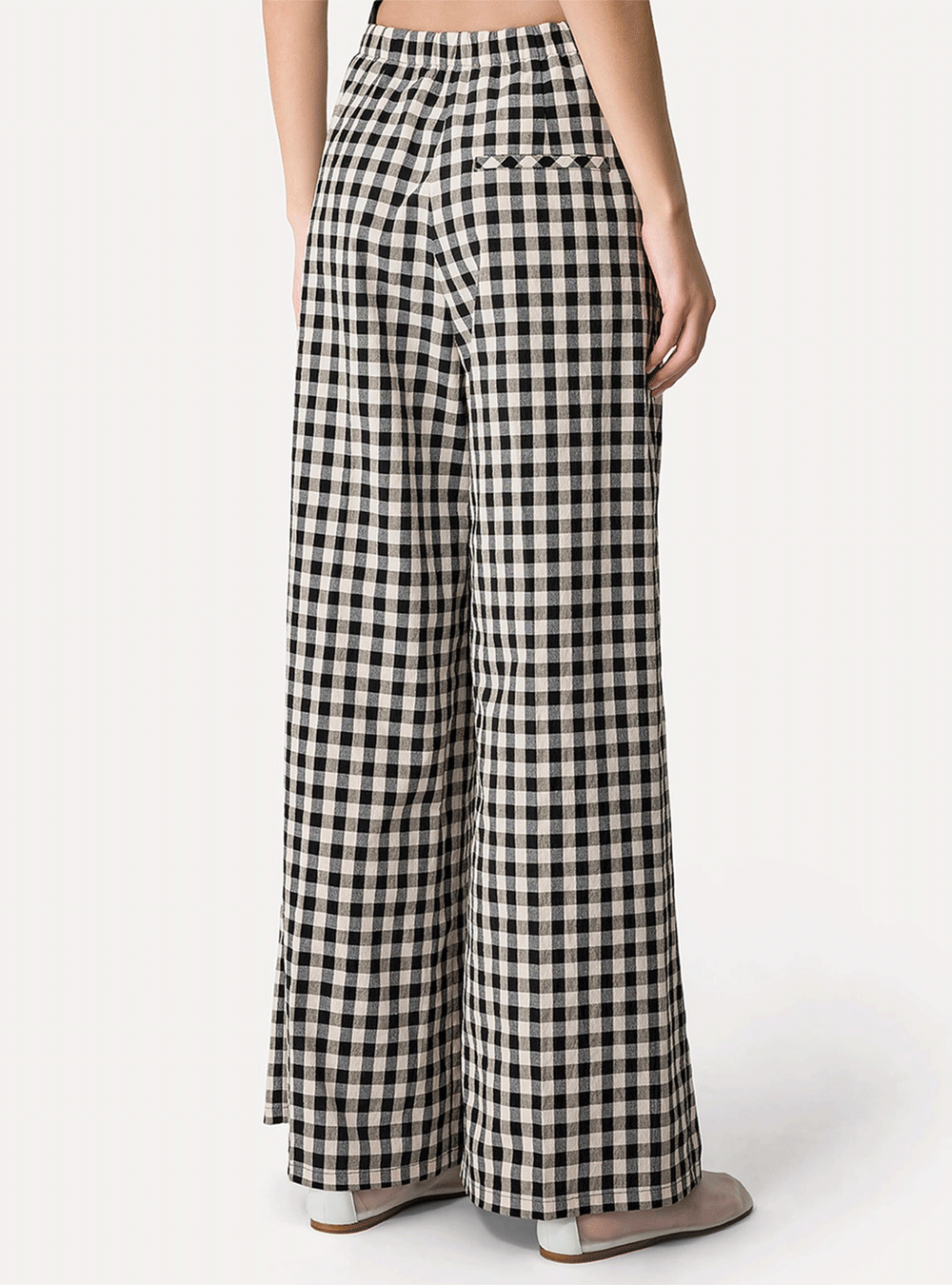 PANTALON PALAZZO GINGHAM ABISSO - PODIUMS NANCY