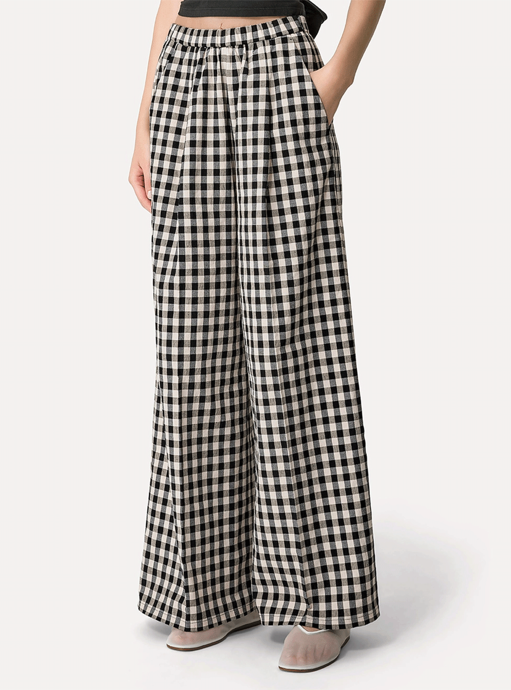 PANTALON PALAZZO GINGHAM ABISSO - PODIUMS NANCY