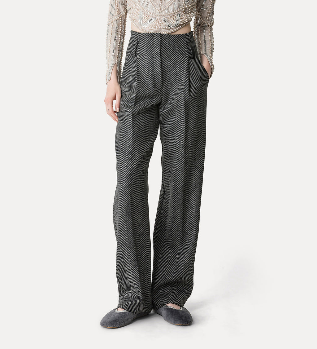 herringbone wool jewel pants