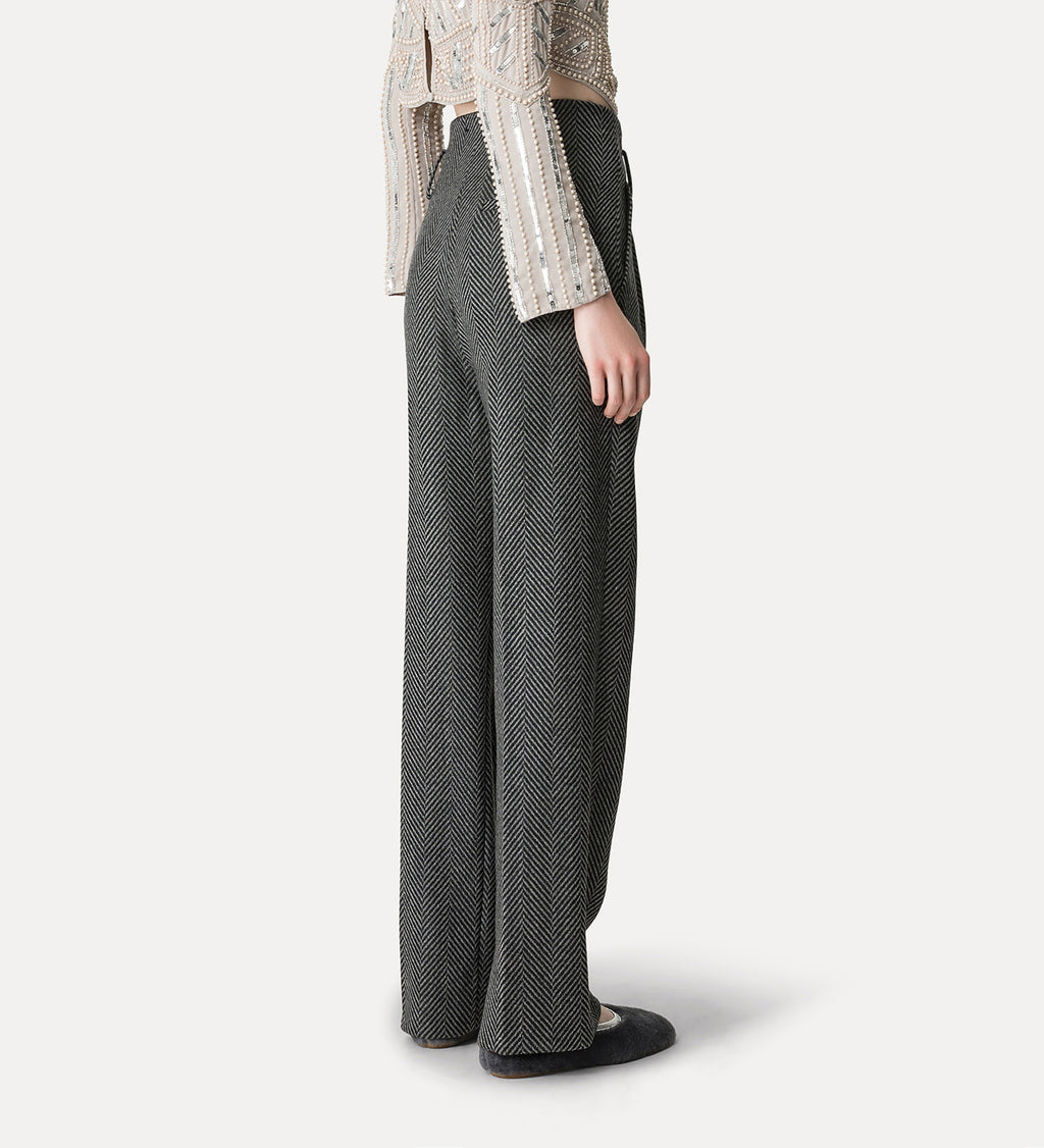 herringbone wool jewel pants