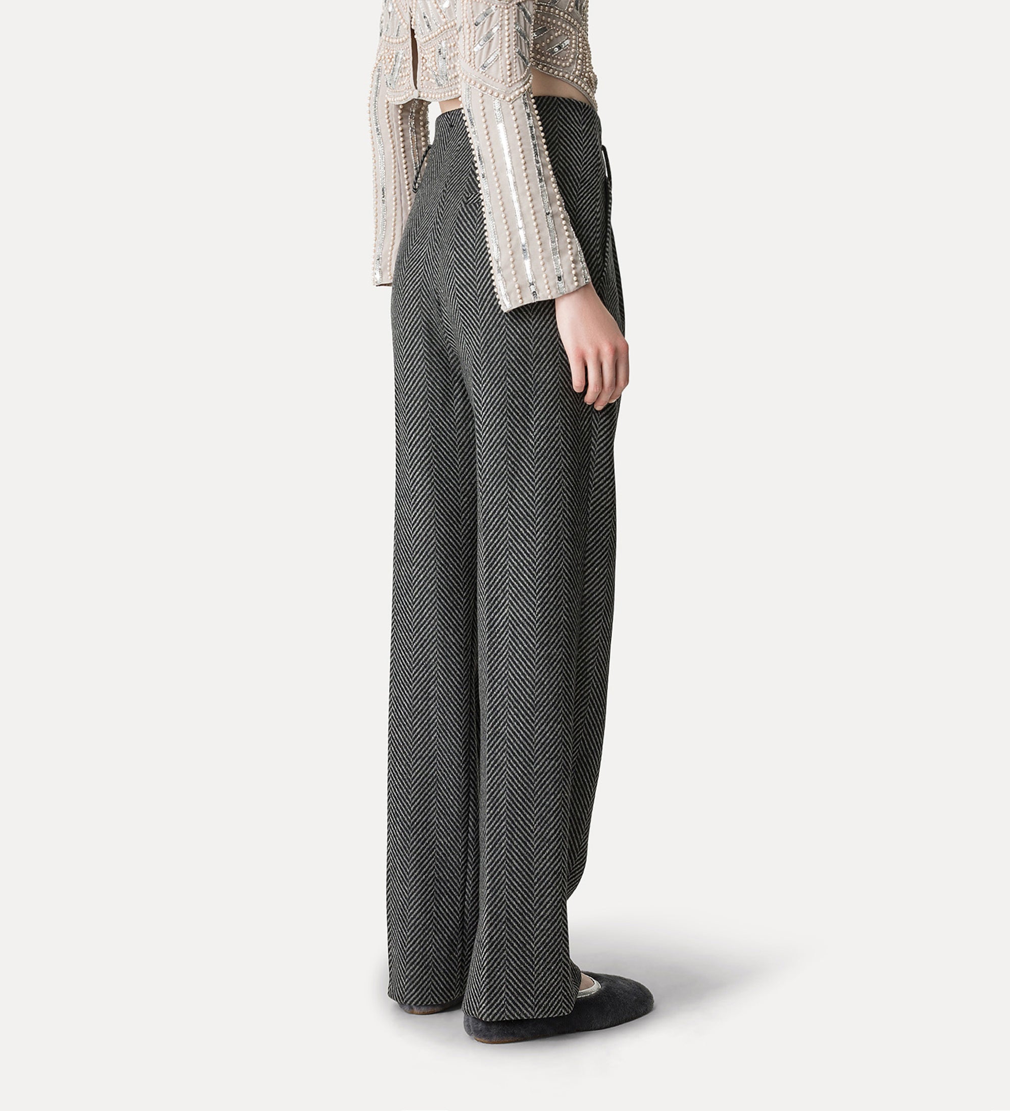 herringbone wool jewel pants