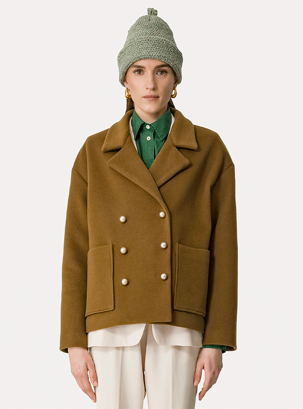 olive cashmere pea coat