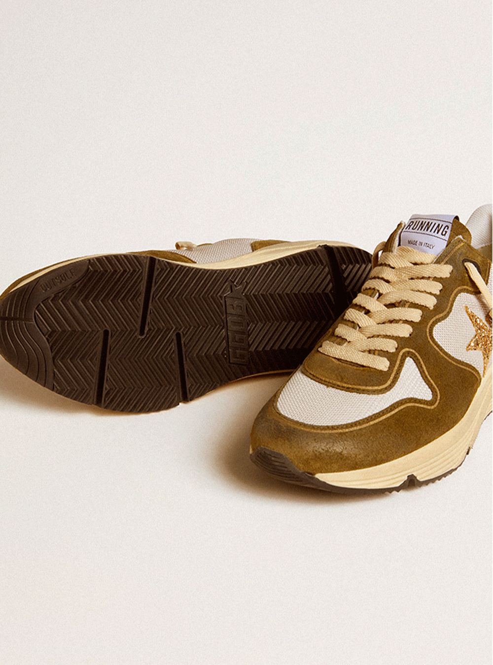 Sneakers Golden Goose Running Sole White Beige Ice