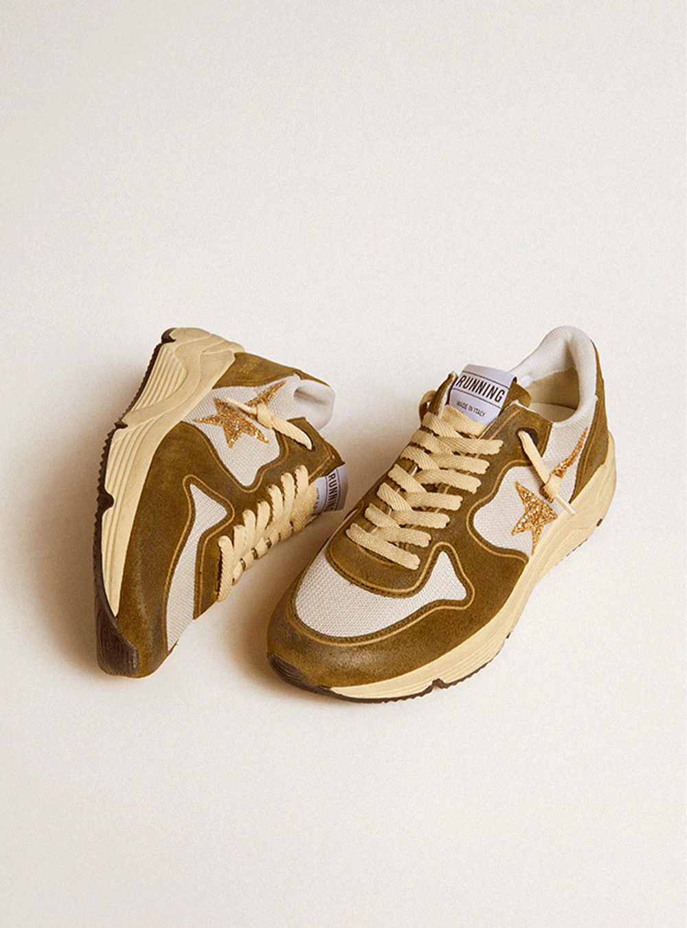 Sneakers Golden Goose Running Sole White Beige Ice