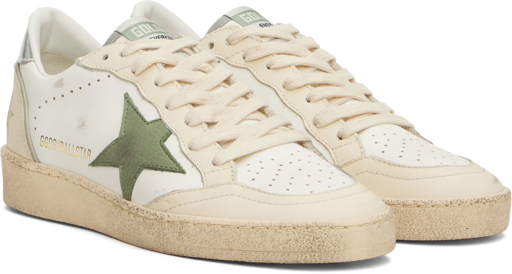 Sneakers Golden Goose Ball Star Ivoire Kaki Silver