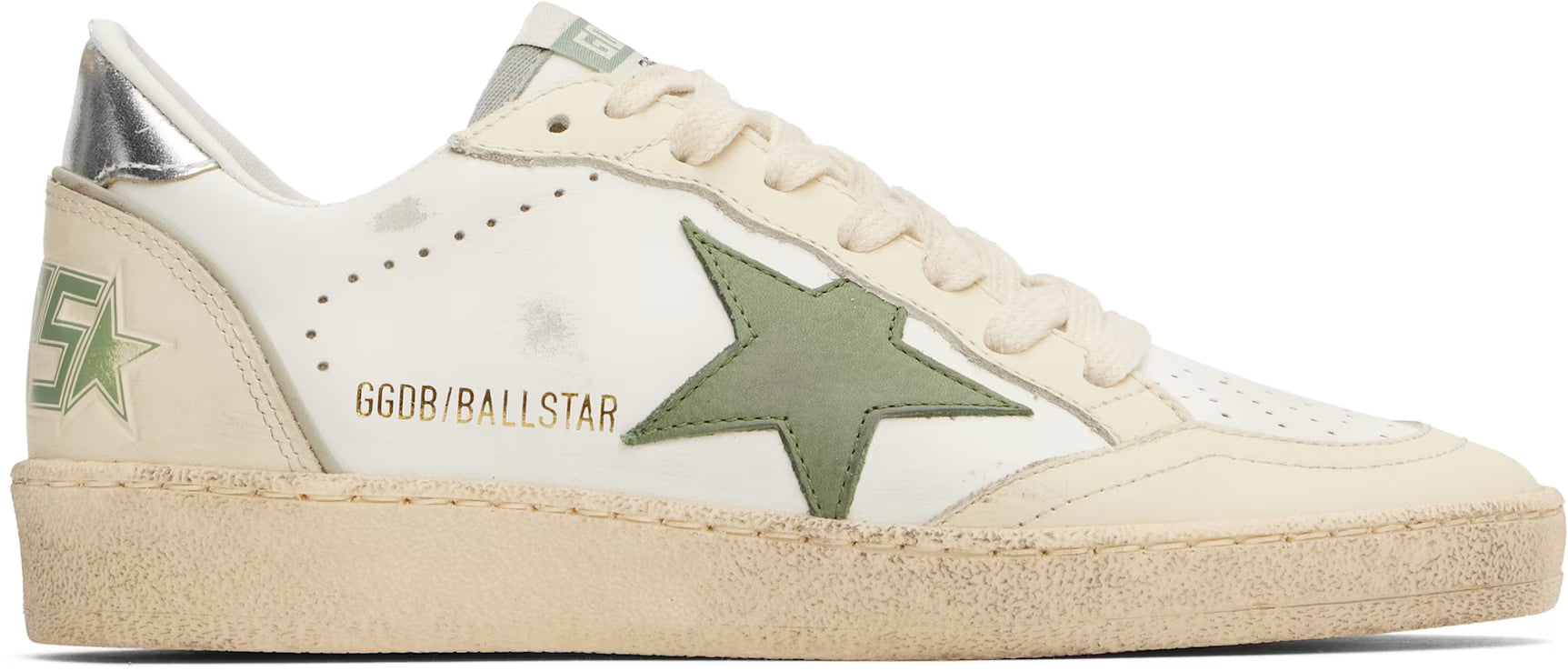Sneakers Golden Goose Ball Star Ivoire Kaki Silver