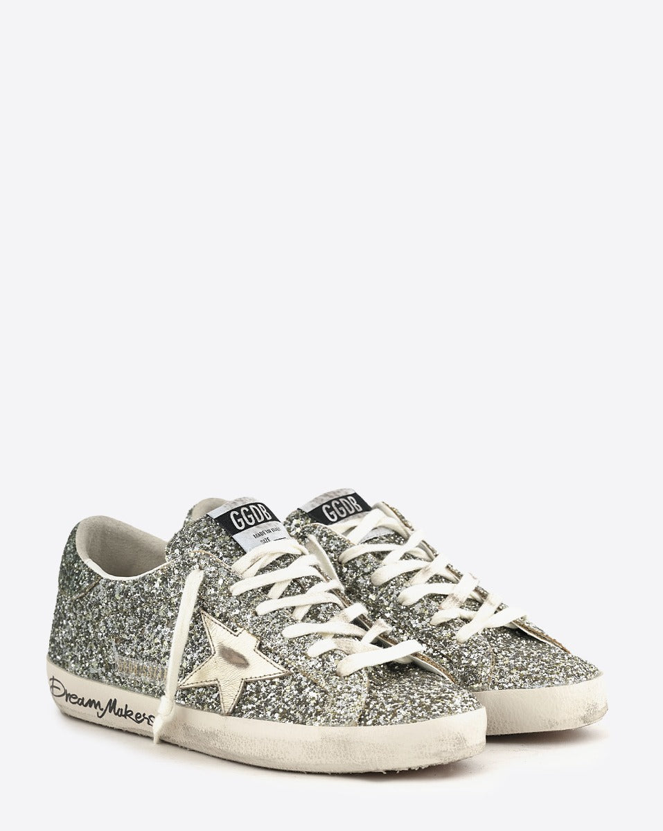 Sneaker Golden Goose Super Star Glitter Platinum Green - PODIUMS NANCY