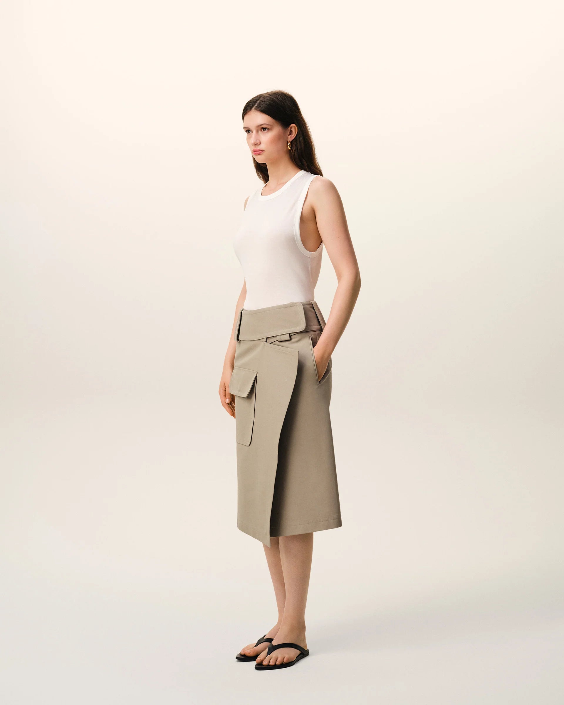Jupe Ami Paris Portefeuille Beige Taupe | Podiums Nancy