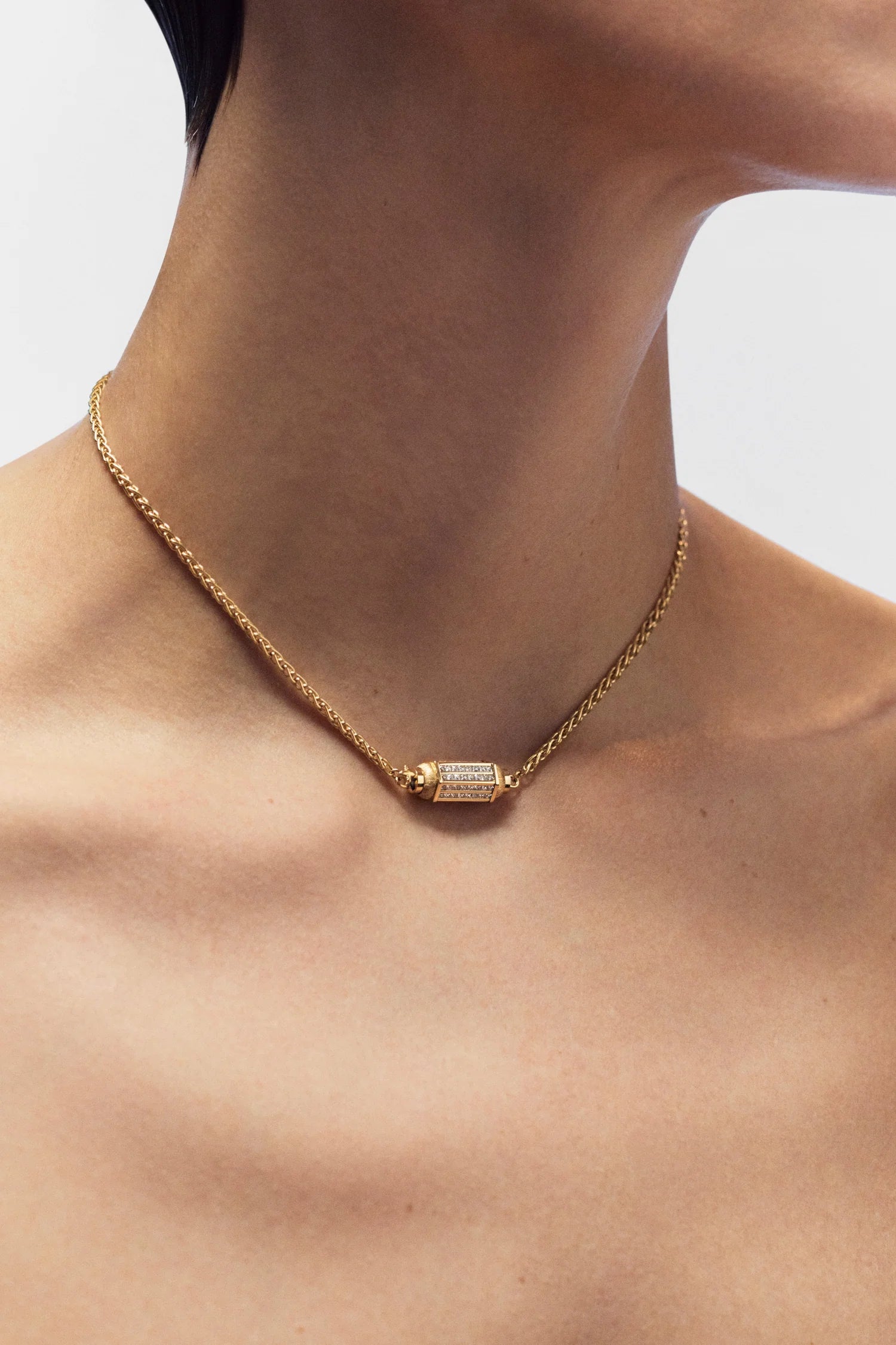Collier Marie Lichtenberg Micro Locket Coco Pavé Diamants