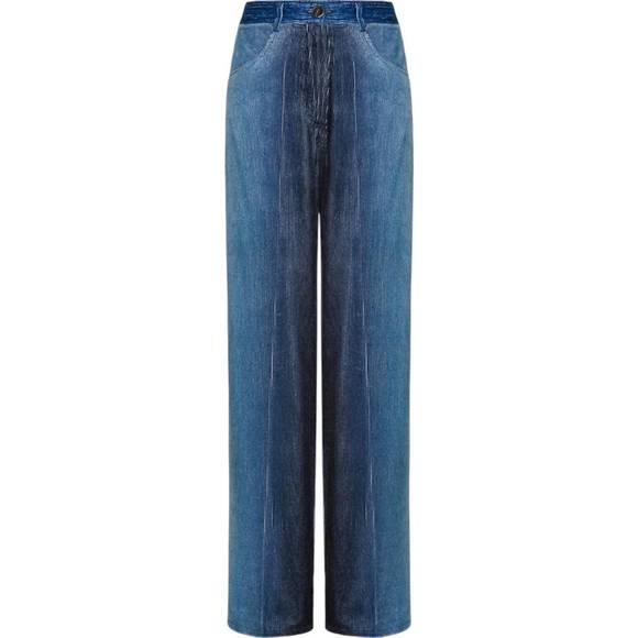 denim velvet gradient pants