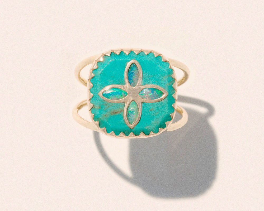 Bague Pascale Monvoisin Bowie n°2 turquoise opale - PODIUMS NANCY