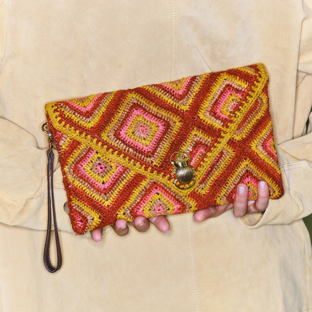 Pochette Claris Virot Alicia Raphia Rose | Podiums Nancy