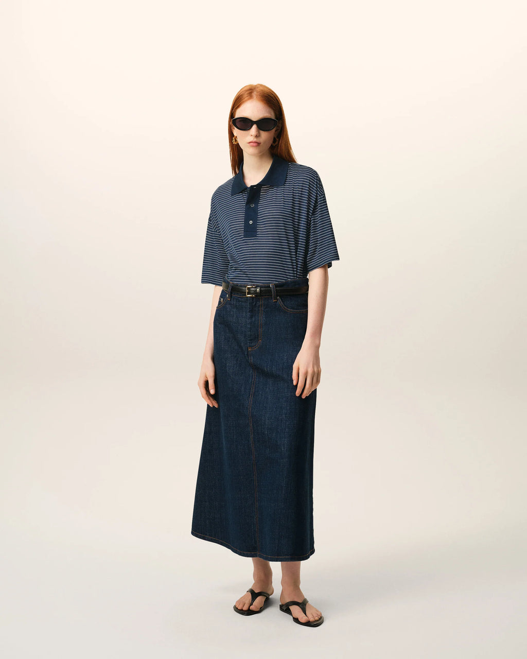 Polo Ami Paris Striped Boxy Encre | Podiums Nancy