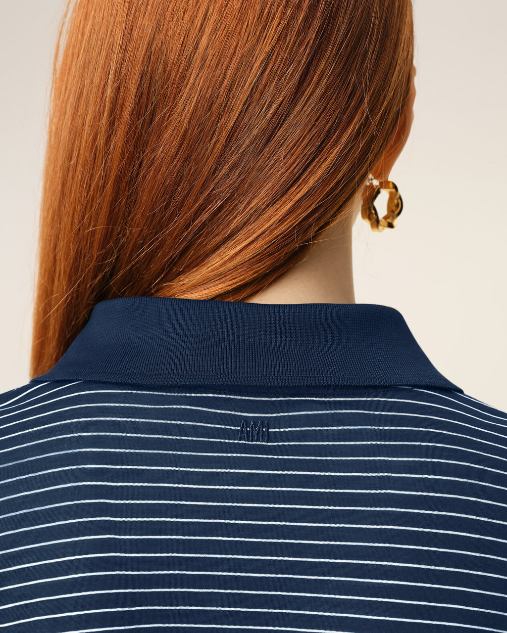 Polo Ami Paris Striped Boxy Encre | Podiums Nancy