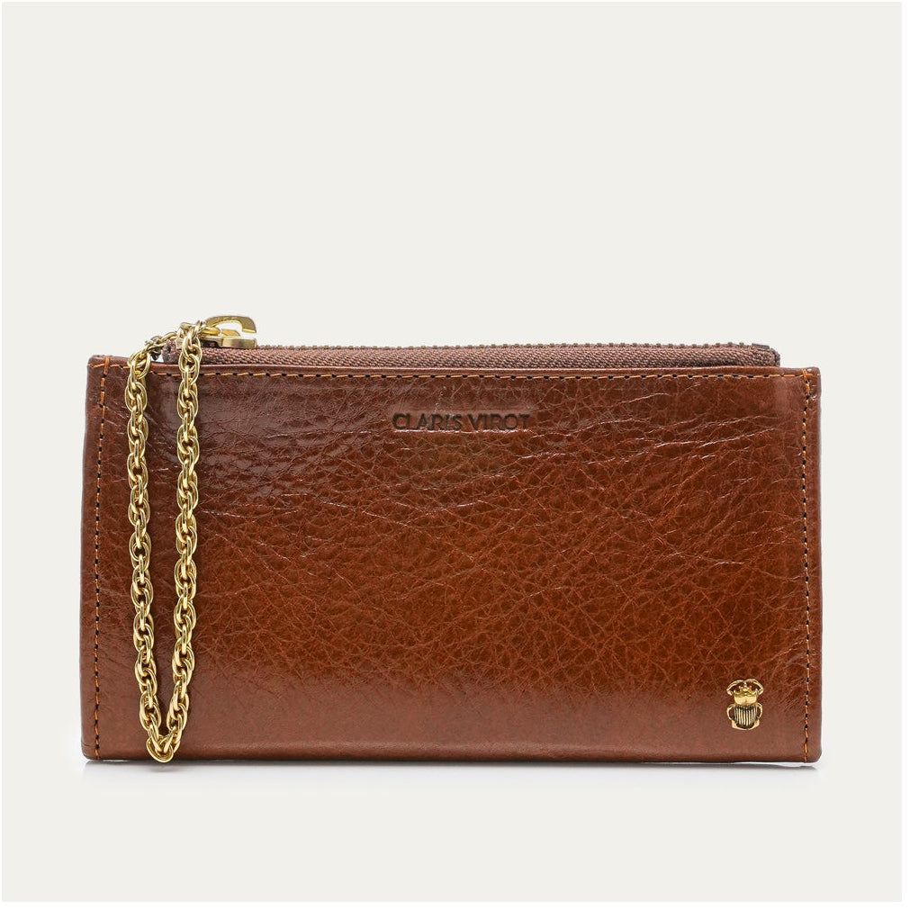 Porte-monnaie Claris Virot Achille Cuir Tabac | Podiums Nancy