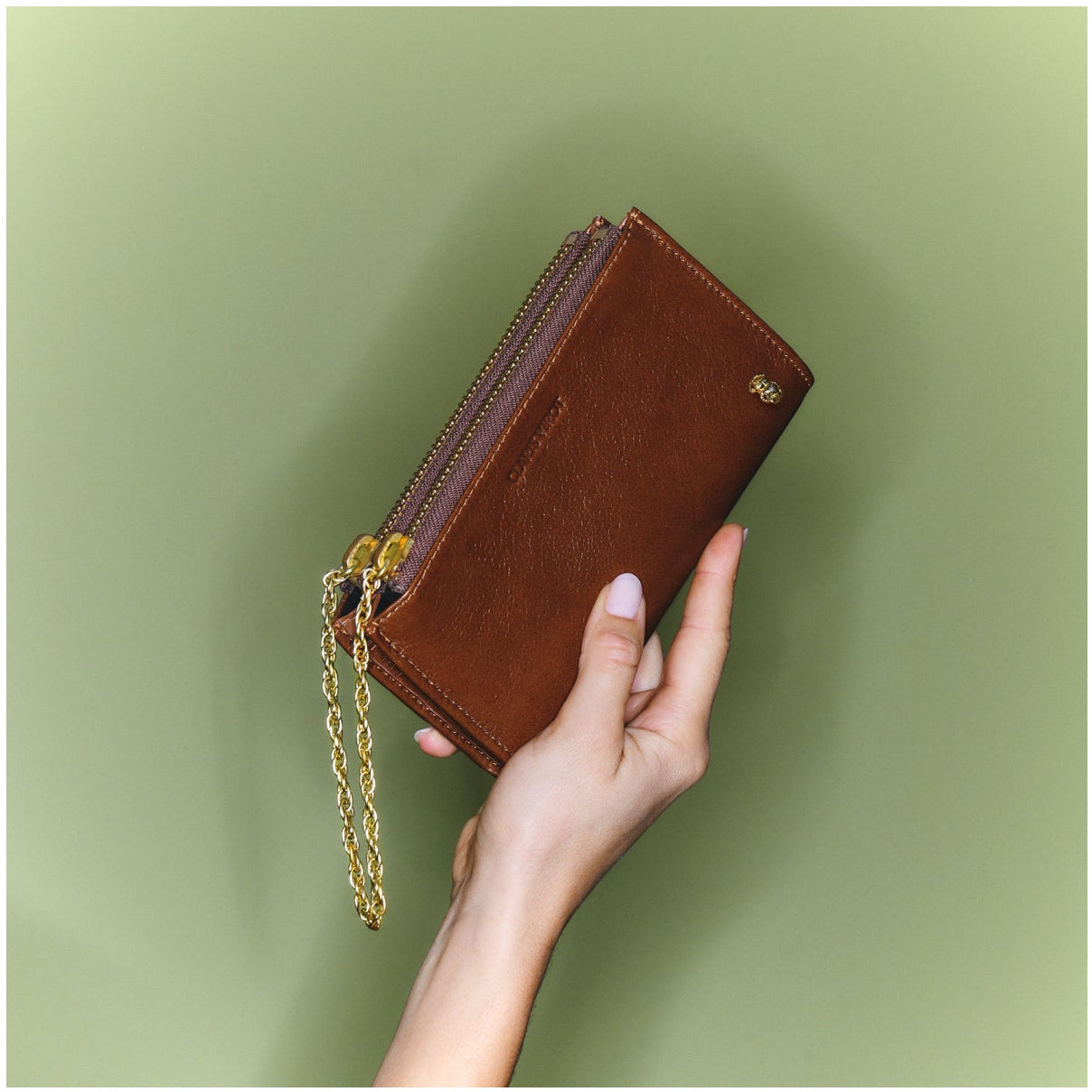 Porte-monnaie Claris Virot Achille Cuir Tabac | Podiums Nancy