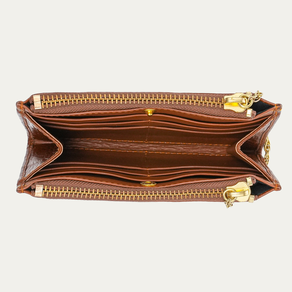 Porte-monnaie Claris Virot Achille Cuir Tabac | Podiums Nancy