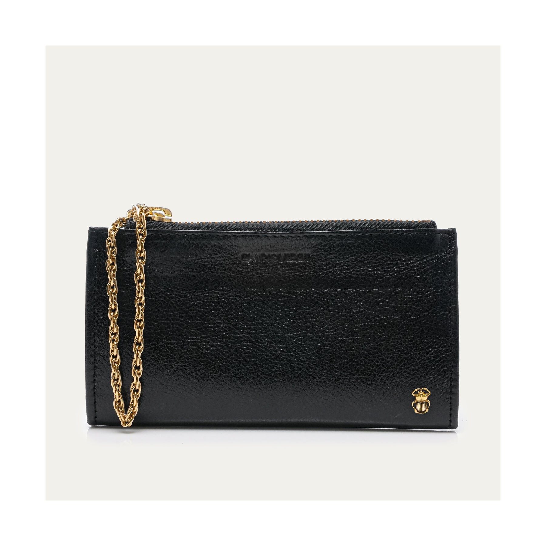 Porte-monnaie Claris Virot Achille Cuir Noir | Podiums Nancy