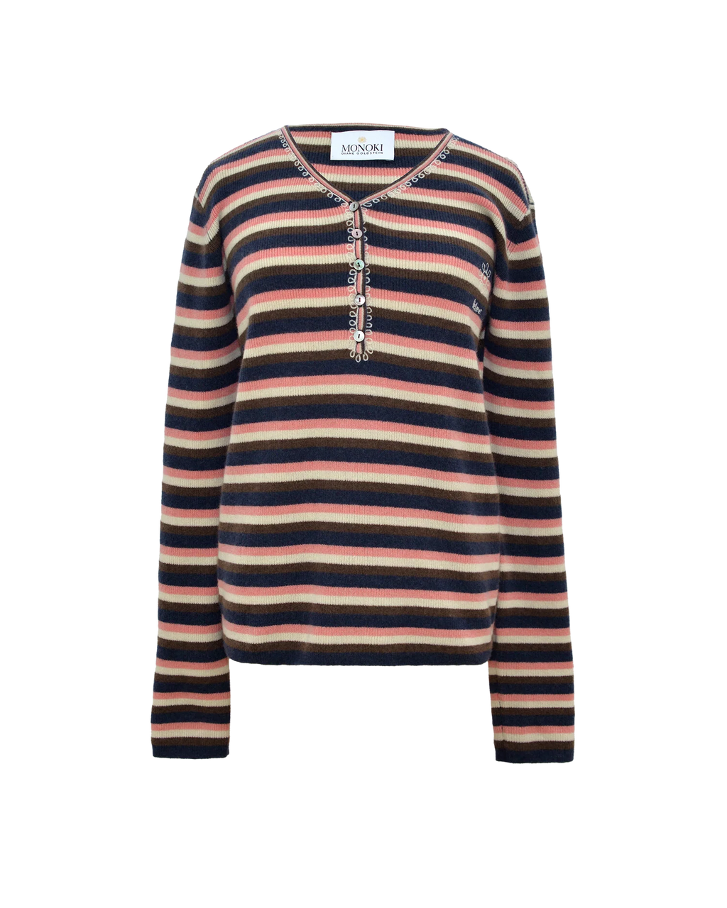 Pull Monoki Cutie Corail Blanc