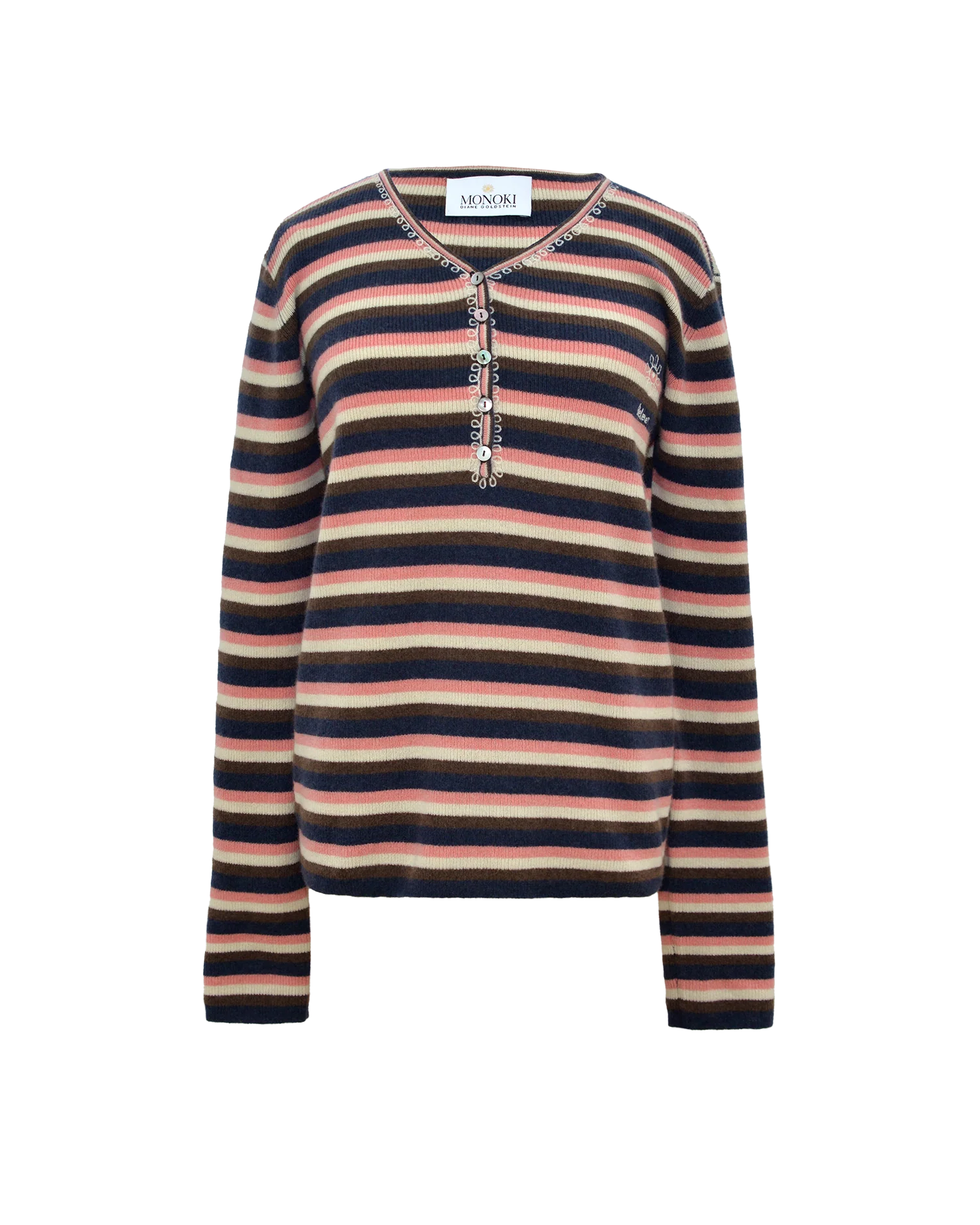 Pull Monoki Cutie Corail Blanc