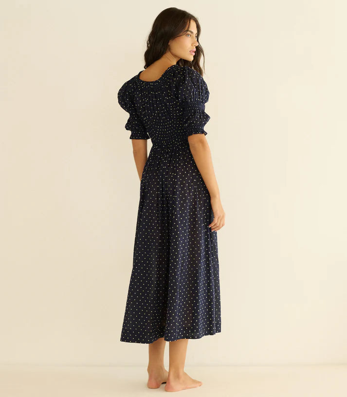 Robe Dôen Ischia Navy Flock Dot | Podiums Nancy