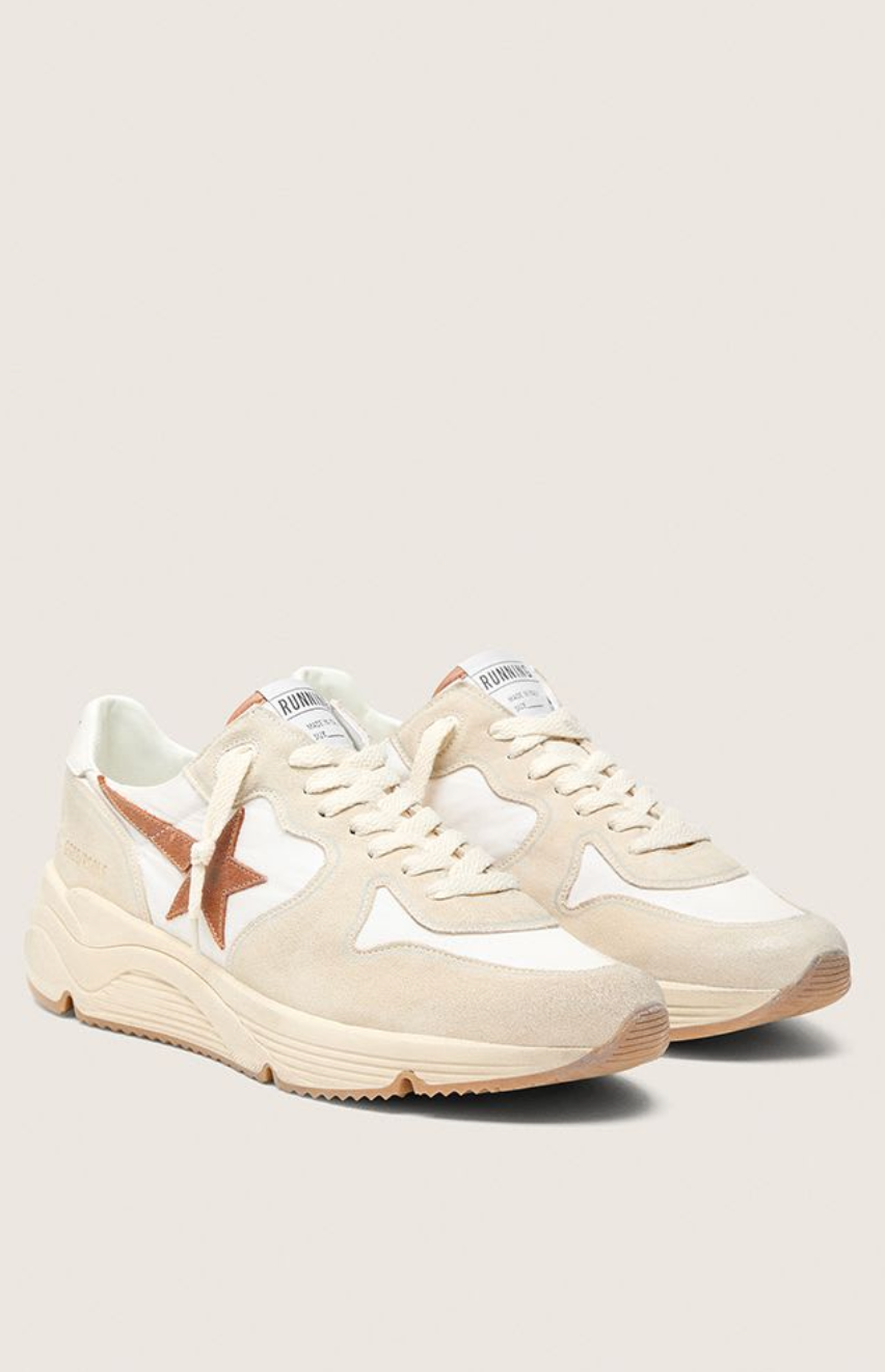 Sneakers Golden Goose Running Sole White Beige Brown