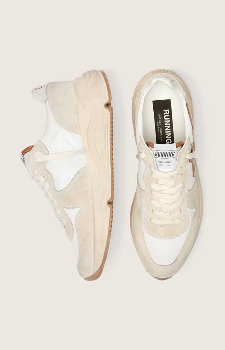 Sneakers Golden Goose Running Sole White Beige Brown