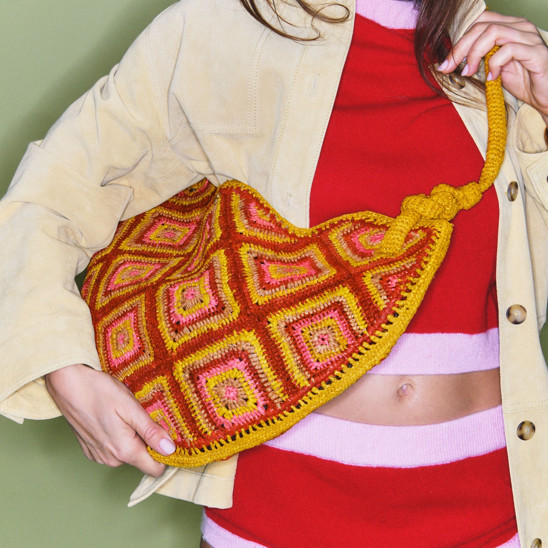 Sac à main Claris Virot Chris Raphia Rose | Podiums Nancy