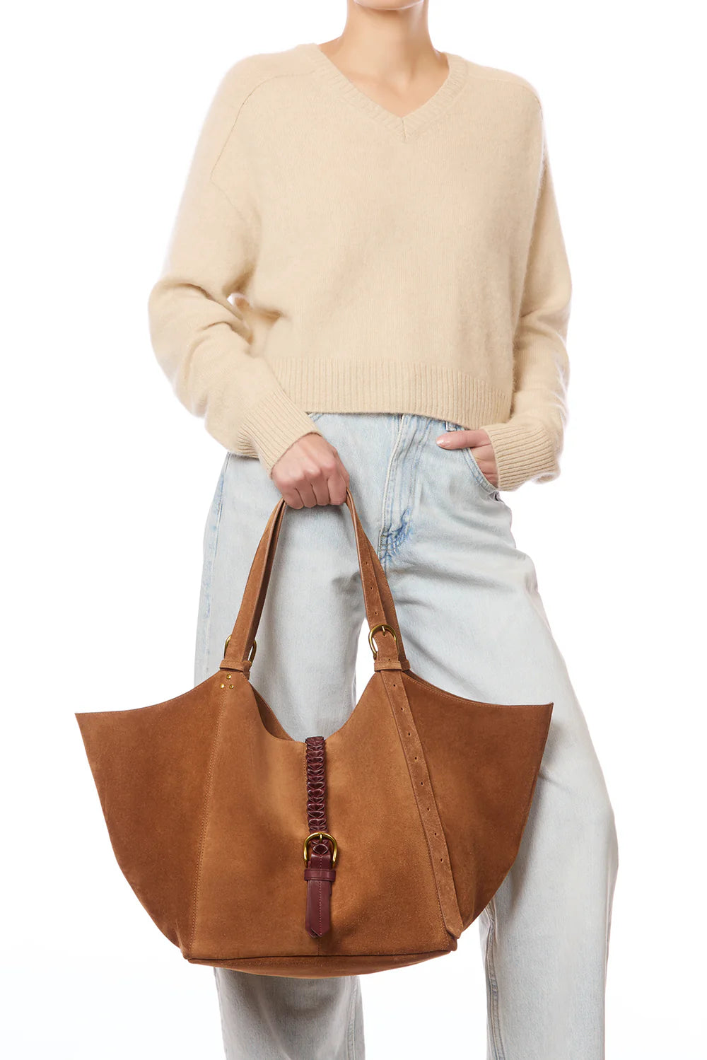 Sac à main Jérôme Dreyfuss Joseph M Velours Caramel | Podiums Nancy