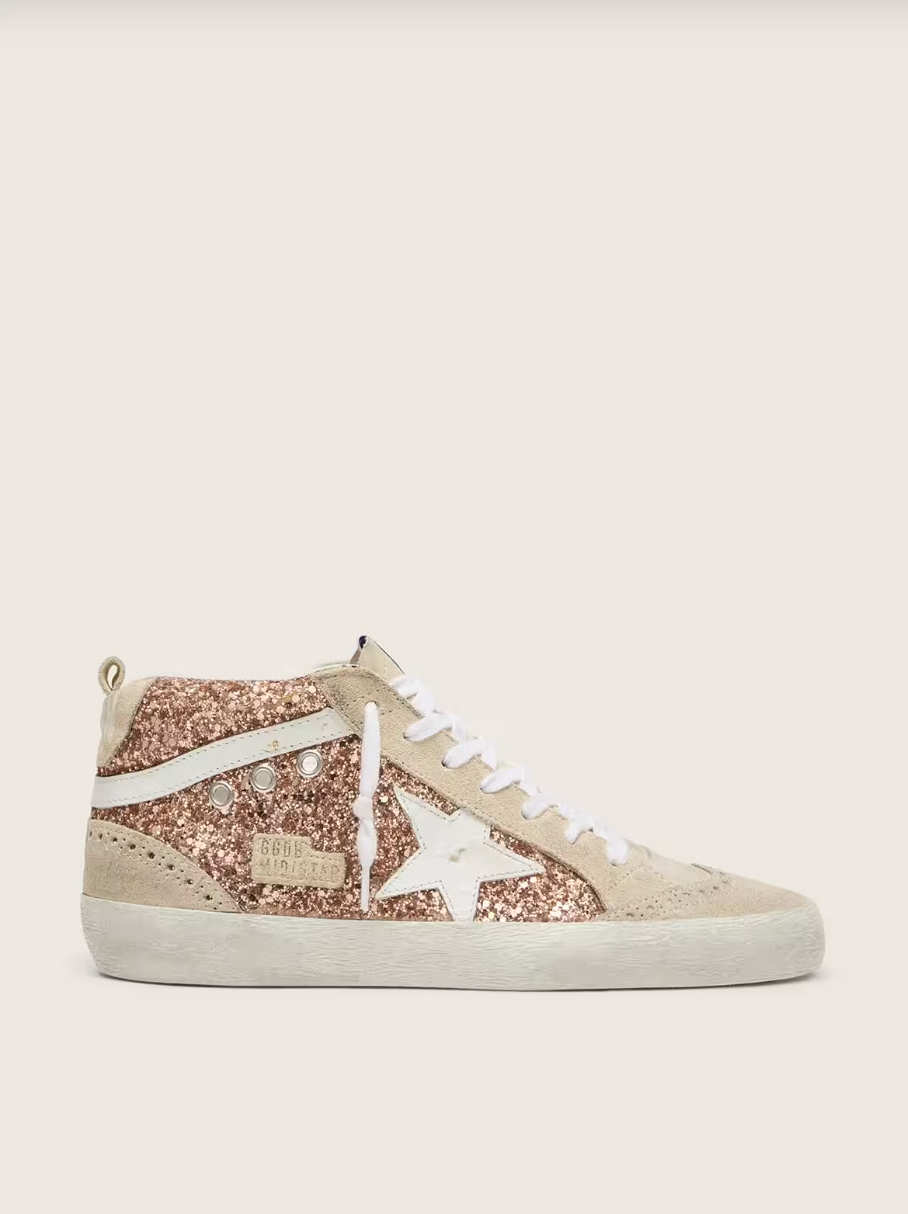 Sneakers Golden Goose Mid Star Glitter Peach Pearl
