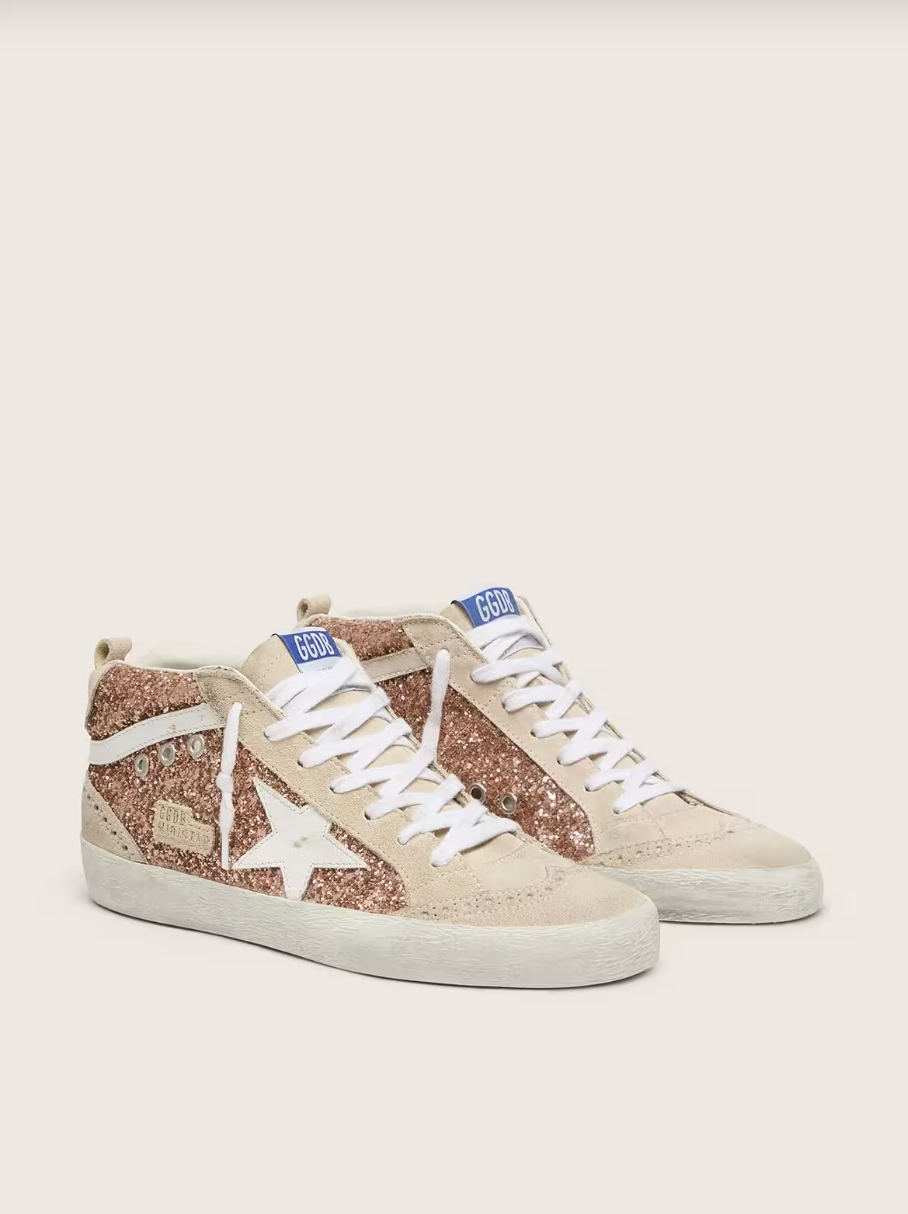Sneakers Golden Goose Mid Star Glitter Peach Pearl