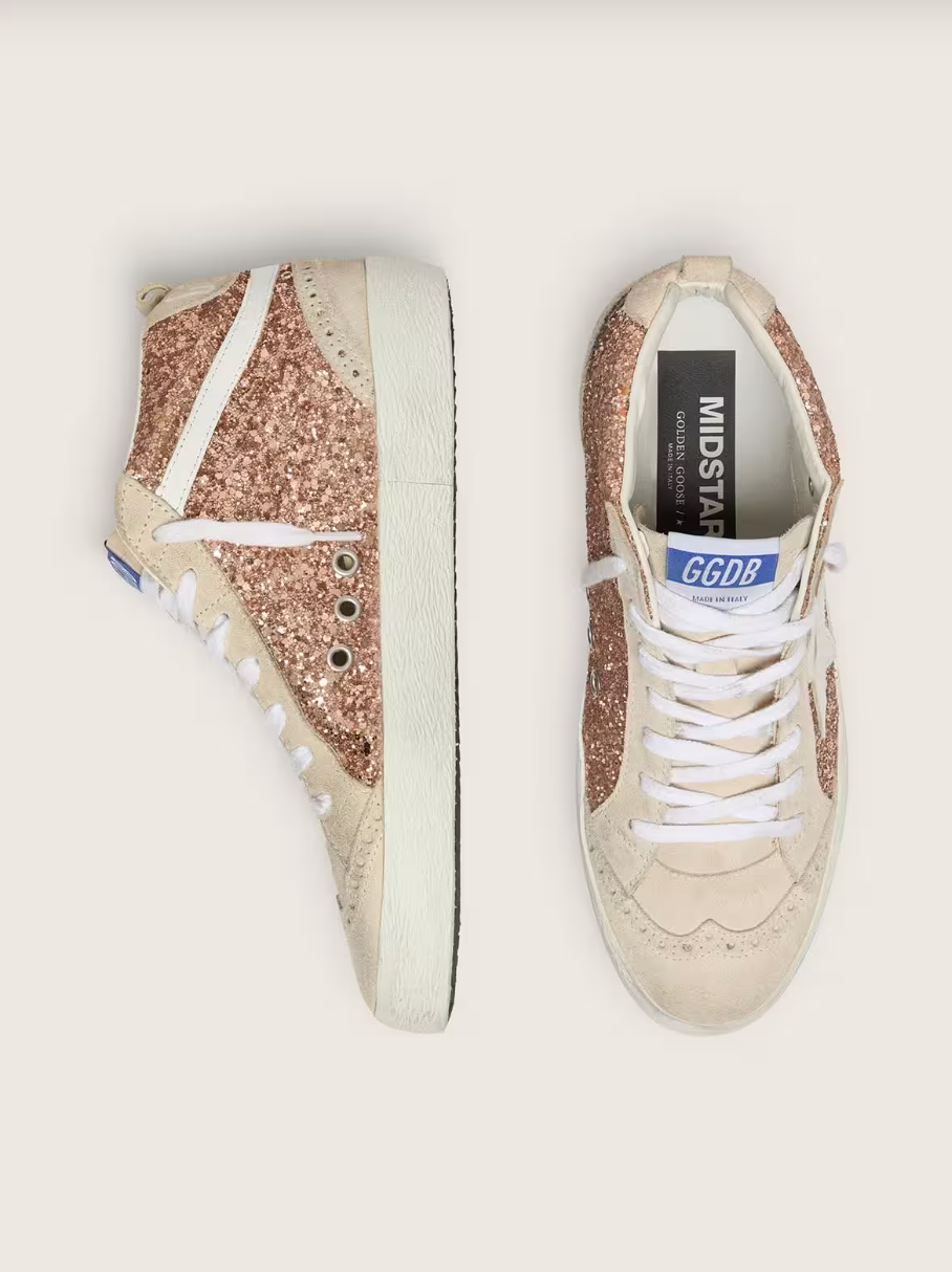 Sneakers Golden Goose Mid Star Glitter Peach Pearl
