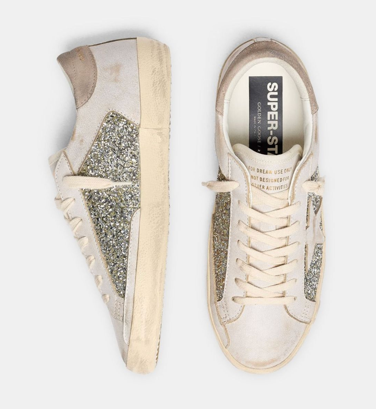 Sneakers Golden Goose Super Star Glitter White Platinium Beige