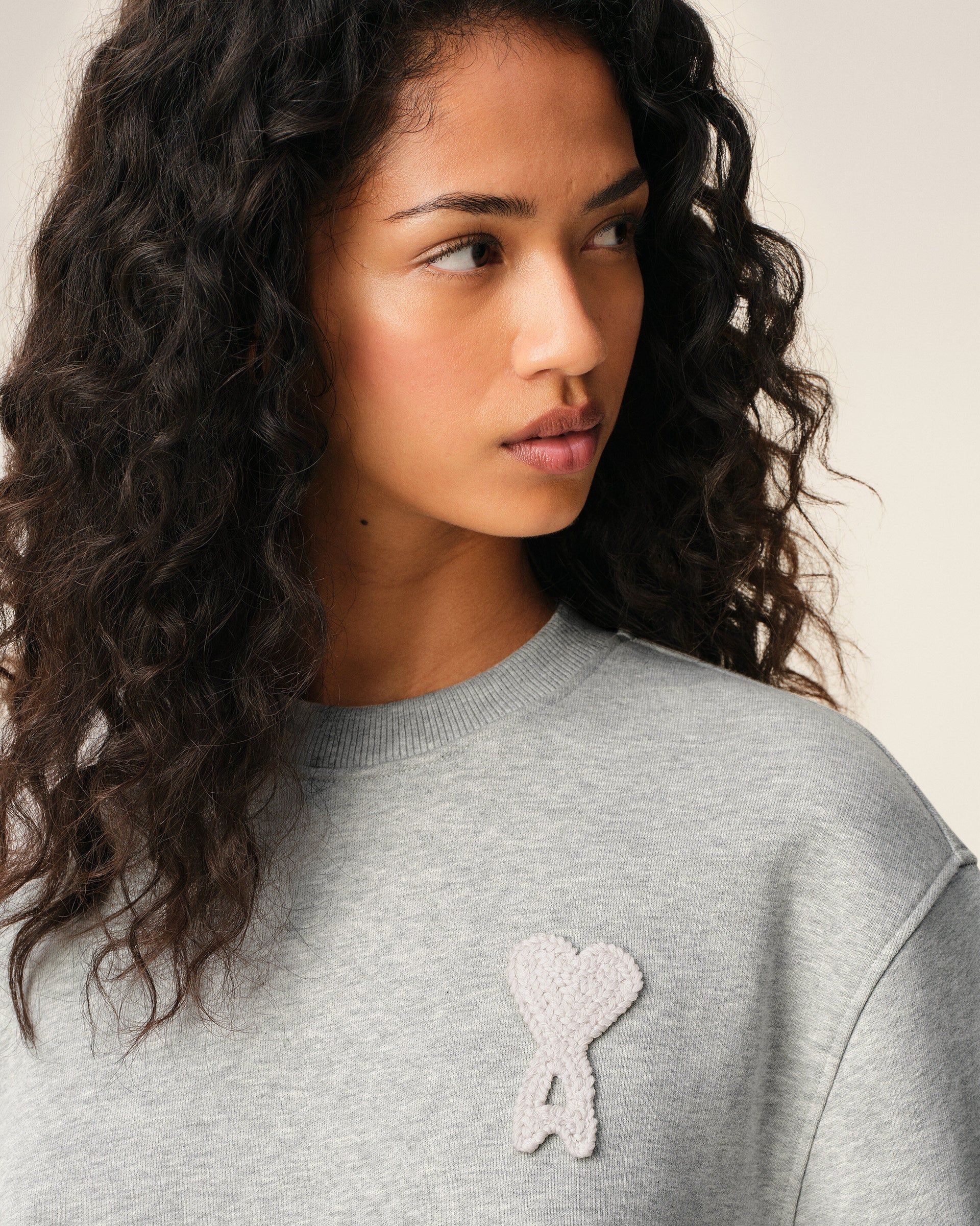 Ami Paris Crewneck Classic Fit Gris Cendré