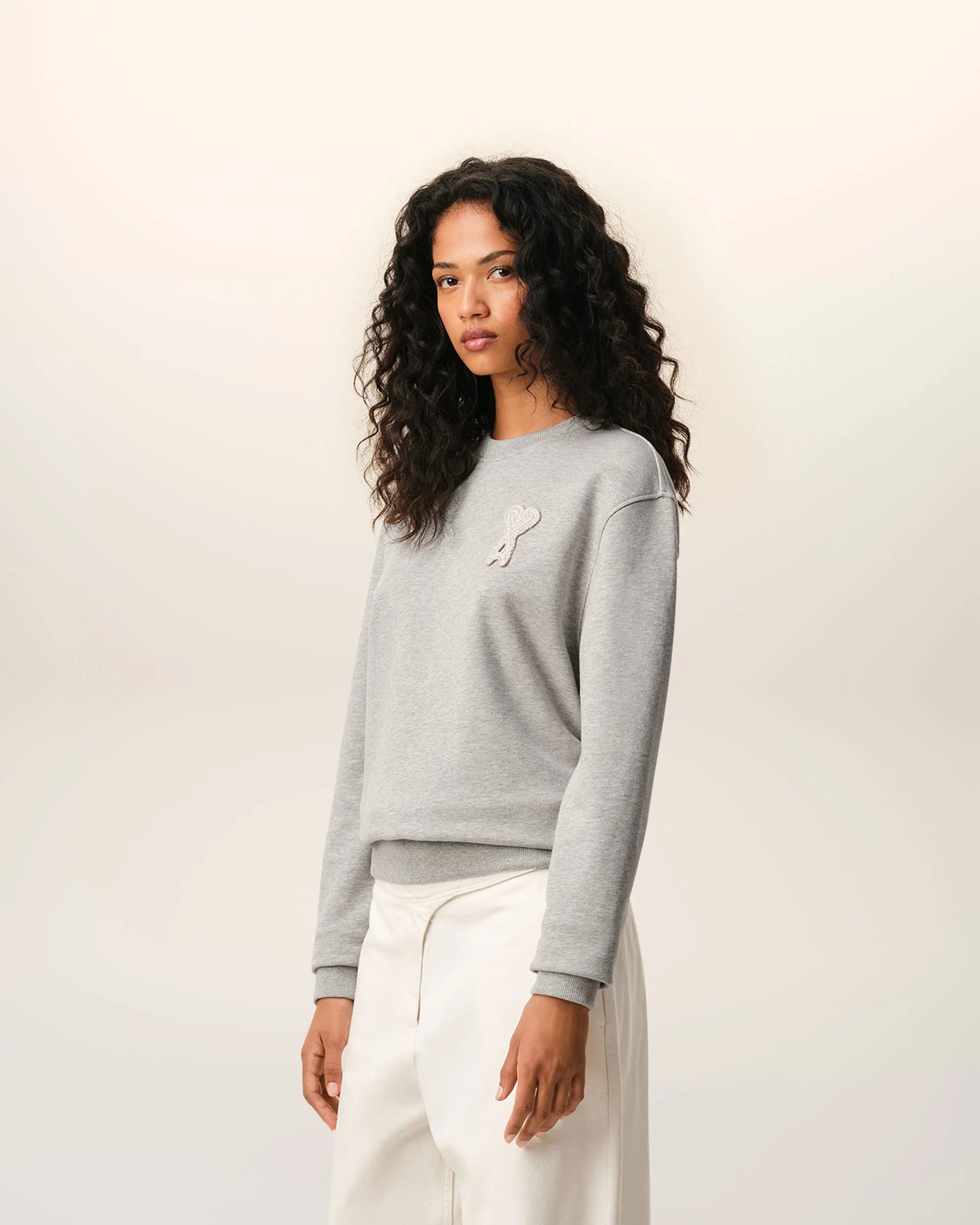 Ami Paris Crewneck Classic Fit Gris Cendré