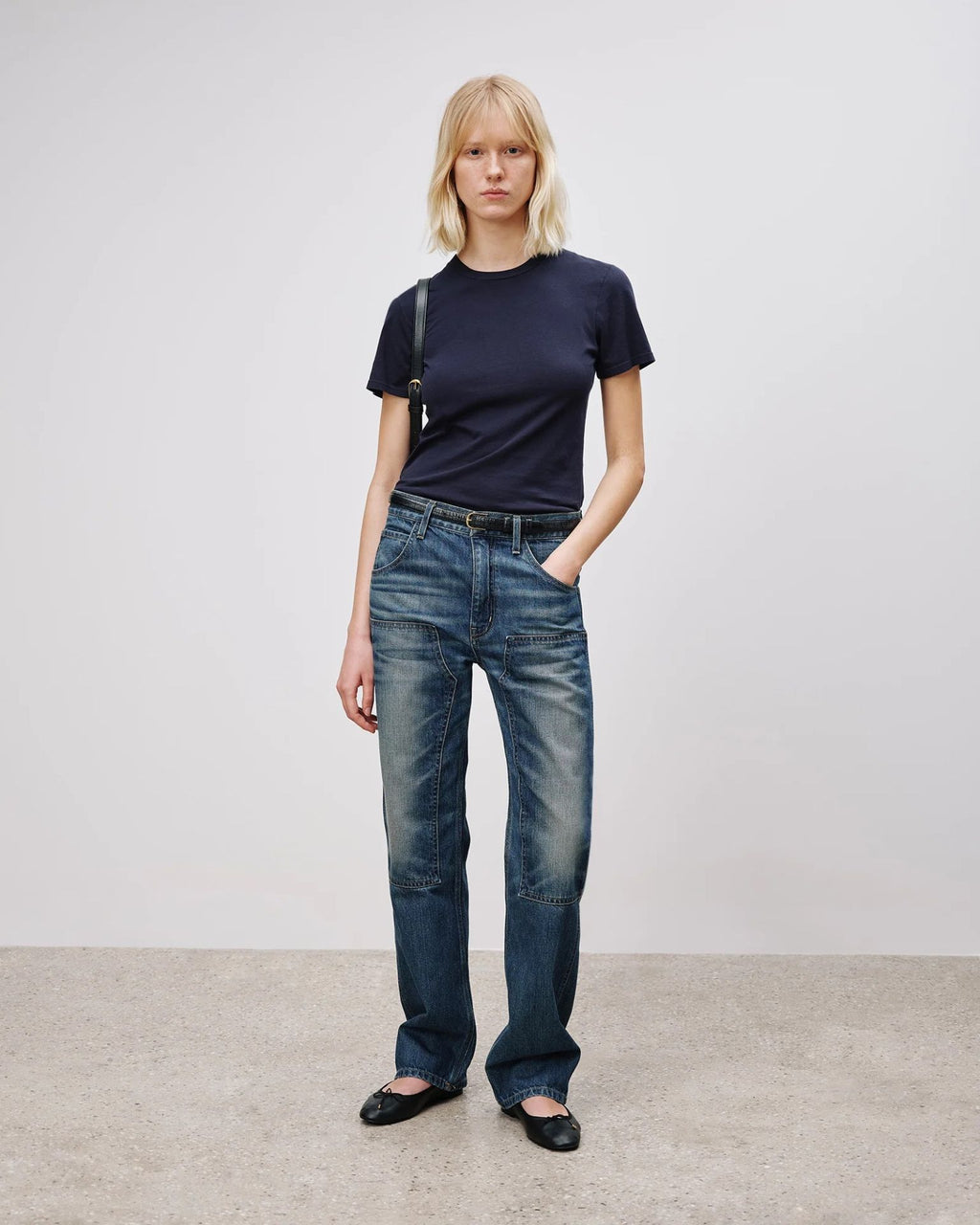 T-shirt Nili Lotan Mariela Bleu Marine | Podiums Nancy