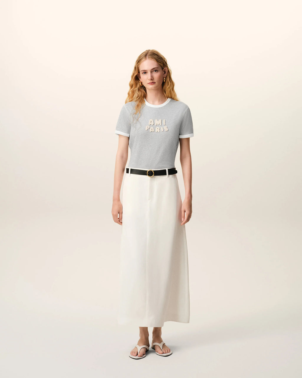 T-Shirt Fit Classic Gris/Blanc crème | Podiums Nancy 
