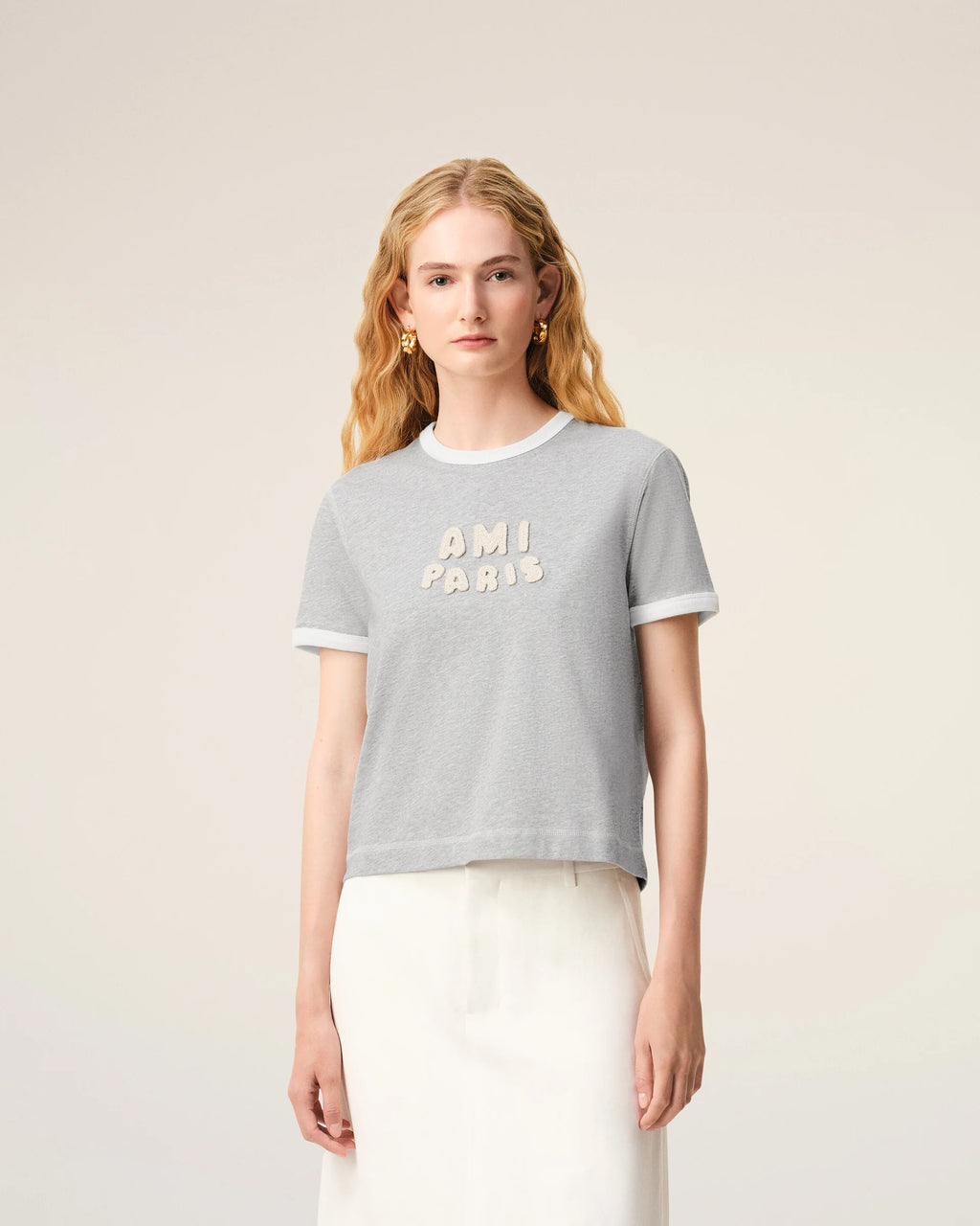 T-Shirt Fit Classic Gris/Blanc crème | Podiums Nancy 
