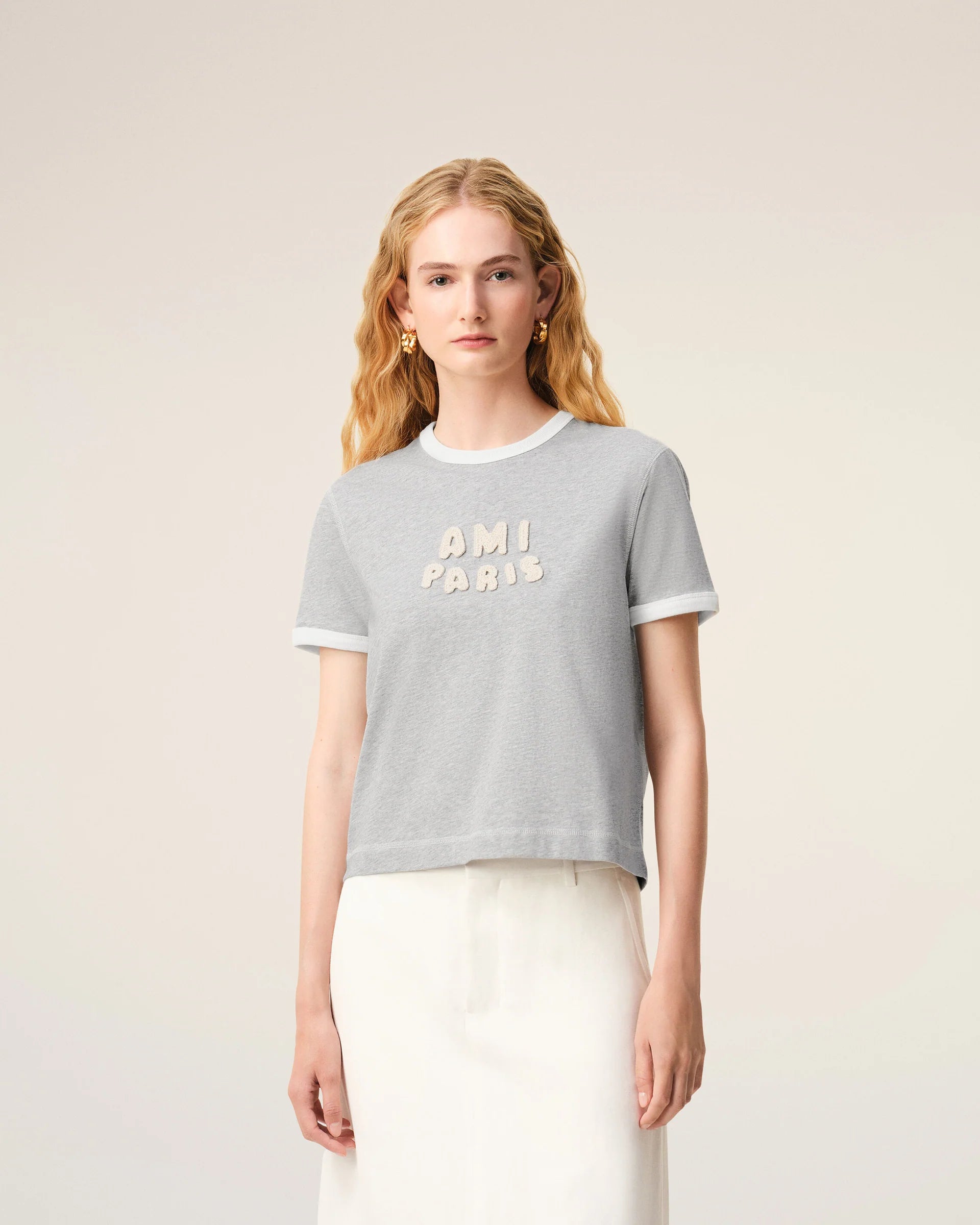 T-Shirt Fit Classic Gris/Blanc crème | Podiums Nancy 