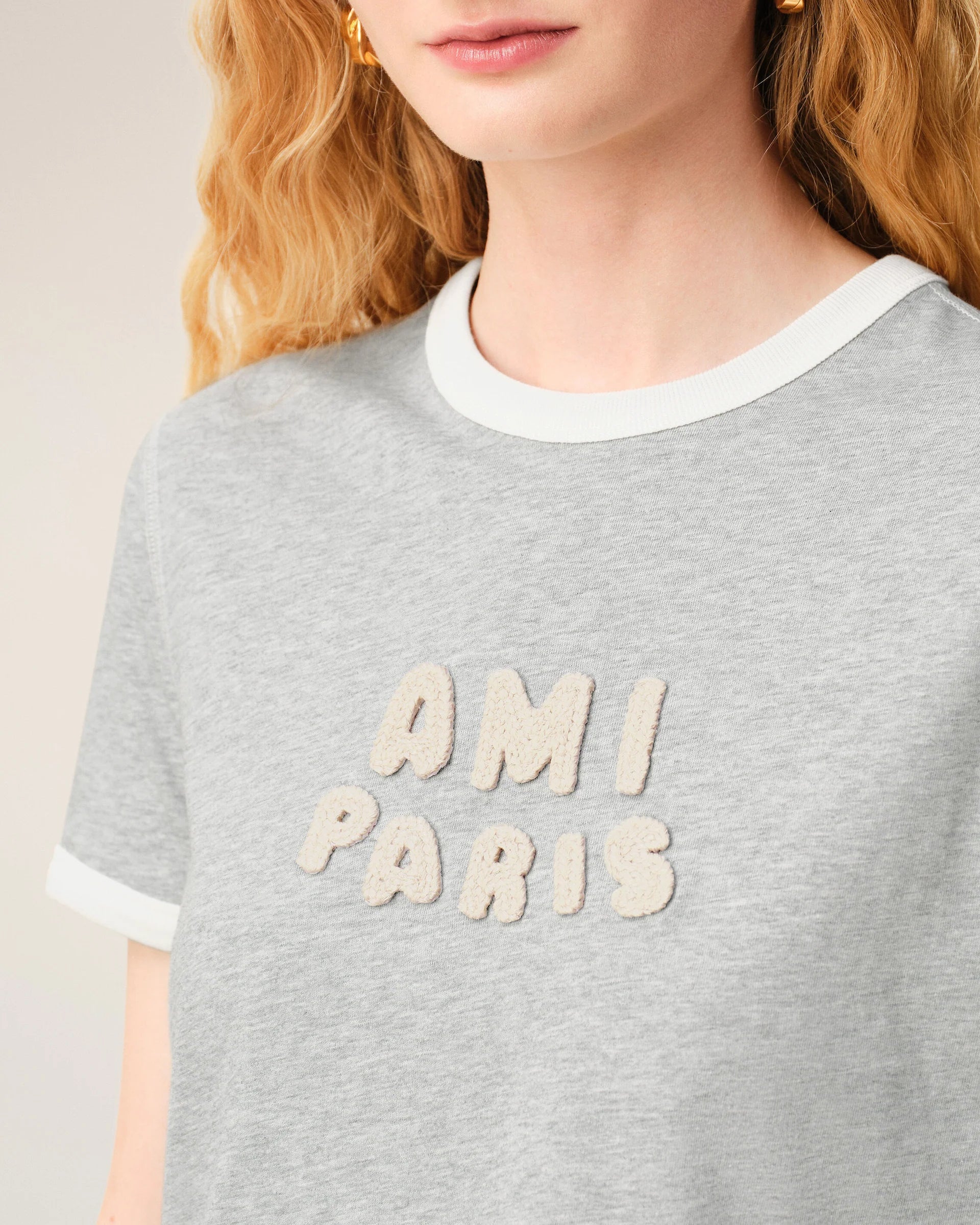 T-Shirt Fit Classic Gris/Blanc crème | Podiums Nancy 