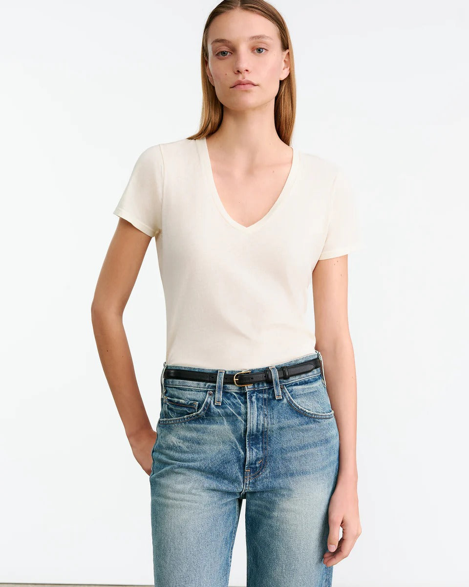 T-shirt Nili Lotan Carol Vneck Blanc | Podiums Nancy
