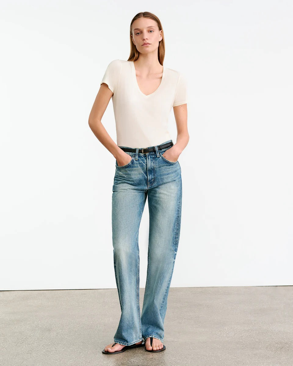 T-shirt Nili Lotan Carol Vneck Blanc | Podiums Nancy