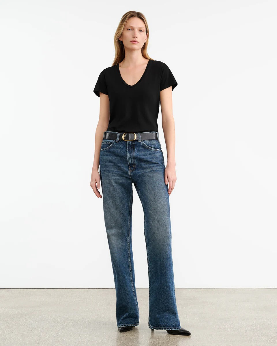 T-shirt Nili Lotan Carol Vneck Jet Noir - PODIUMS NANCY