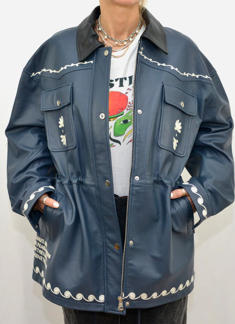 Veste Monoki Dutton Cuir Navy | Podiums Nancy