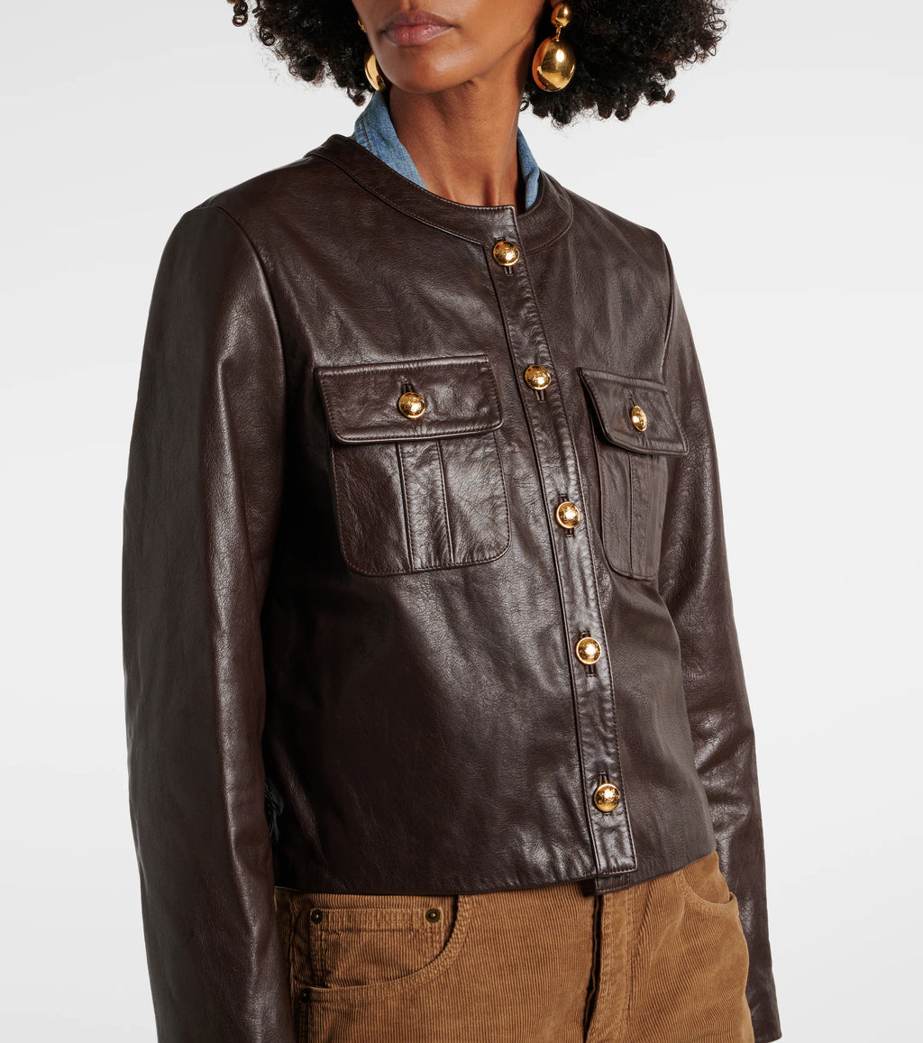 Veste en cuir Nili Lotan Kitra Marron | Podiums Nancy